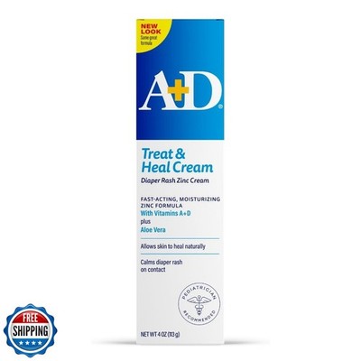 A+D Zinc Oxide Diaper Rash Treatment Cream, Dimethicone 1%, Zinc Oxide 10%, E
