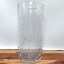 Crackle Glass Vase Large Clear Ice Effect Cylinder Vase 12"