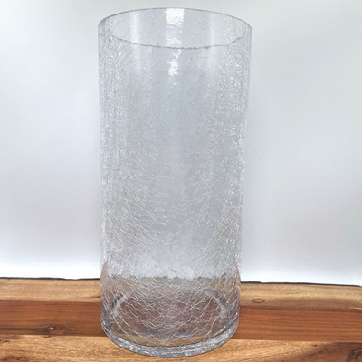Crackle Glas Vase groß klar Eis Effekt Zylinder Vase 12''