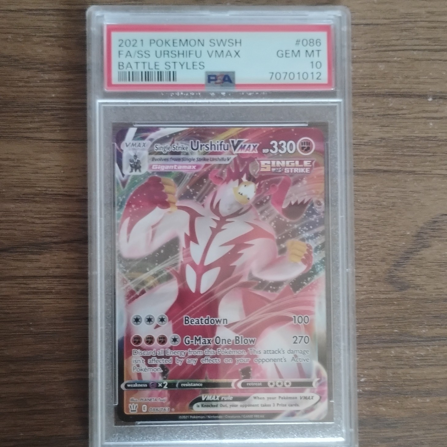 2021 Pokemon Battle Styles Single Strike Urshifu VMAX 086/163 Holo PSA 10