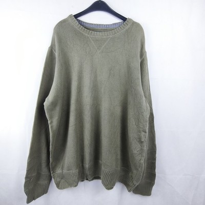 Eddie Bauer Pullover Herren 2XL Oliv Vintage Strickpullover Baumwolle Retro