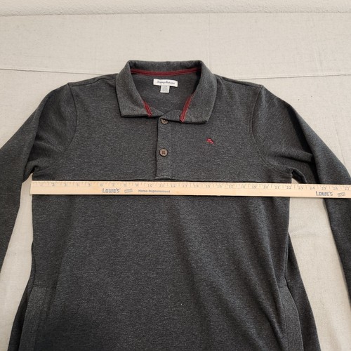 Tommy Bahama Polo Sweater Mens Large Gray Long Sleeve Pockets Casual - Picture 7 of 12