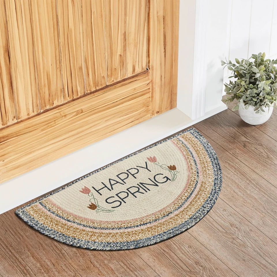 Spring Braided Hearth or Doorway Rug Eco-Friendly Gold Half Circle 36"L Kaila - Image 4 of 4