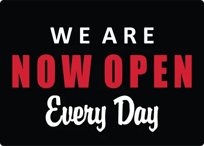 LEETPRINTS WE ARE NOW OPEN EVERY DAY| Laminated Vinyl Decal Sticker Label