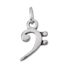Bass Clef F-Clef Music Symbol Note 925 Solid Sterling Silver Charm MADE IN USA