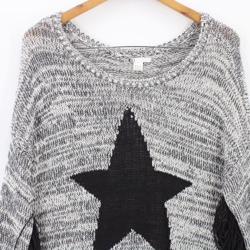 Volcom Sweater Womens Gray Long Sleeve Oversize Boho Festival Fringe Medium M - Picture 2 of 8