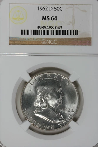 1962-D    50C NGC  MS64   .50, Benjamin Half, Bell Half Dollar