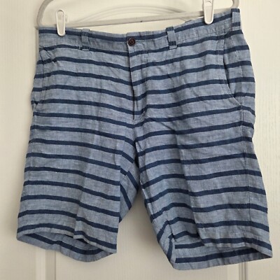 J. CREW Baird Mc Nutt Linen Blue Stripe Shorts Men's Size 34 Beachy Preppy