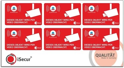 EASYDRUCK24.DE 5er Set Aufkleber Videoüberwachung und Alarmanlage 5 x 3 cm hin_457 außenklebed