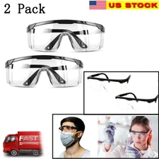 2 pcs Clear Safety Goggles Glasses Anti Fog Lens Work Lab Protective Chemical