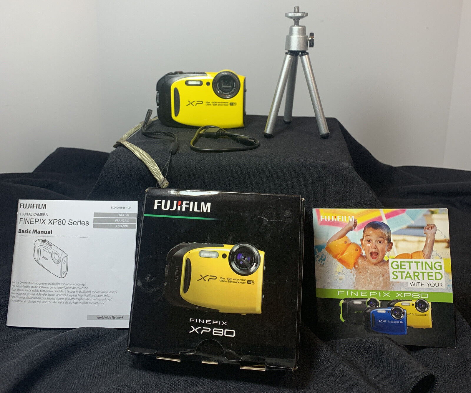 Tutor Metalen lijn boerderij FujiFilm XP80 16.4MP Yellow Waterproof Shockproof Digital Camera and mini  tripod | eBay