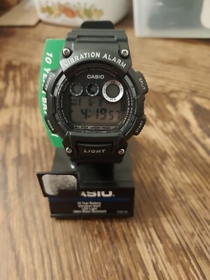 Casio Men's Super Illuminator Black with Black Resin Band Watch - W735H-1AV