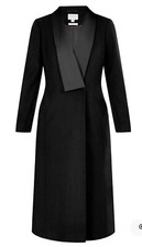 Monsoon Tallulah Wool-rich Long Tuxedo Coat Black