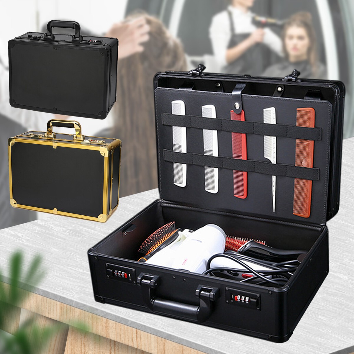 Barber Stylist Case Code Lock Hair Clippers Scissors Combs Tool Box 40X28x16cm Barber Stylist Case Code Lock Hair Clippers Scissors Combs Tool Box 40X28x16cm