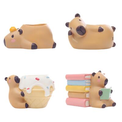 Small Capybara Flower Pot Resin Flower Planter for Office Shelf Living Room