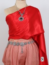 Thai Outfit Shawl Top Corset Traditional SABAI Wedding Dress Thai Women  Red