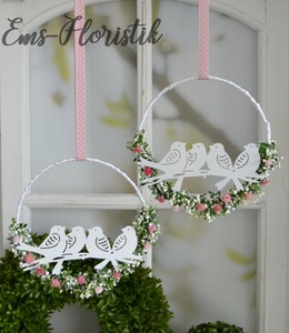 Fensterdeko Fensterhanger Vogel Auf Ast Im Ring 15 Cm Weiss Rosa Ebay