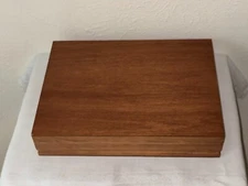 Flatware Storage Chest/Box, light brown with green lining, service for 12