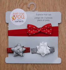 Carter's Just One You Headband  Hair clips Set  Holidays  Red, White  Silver