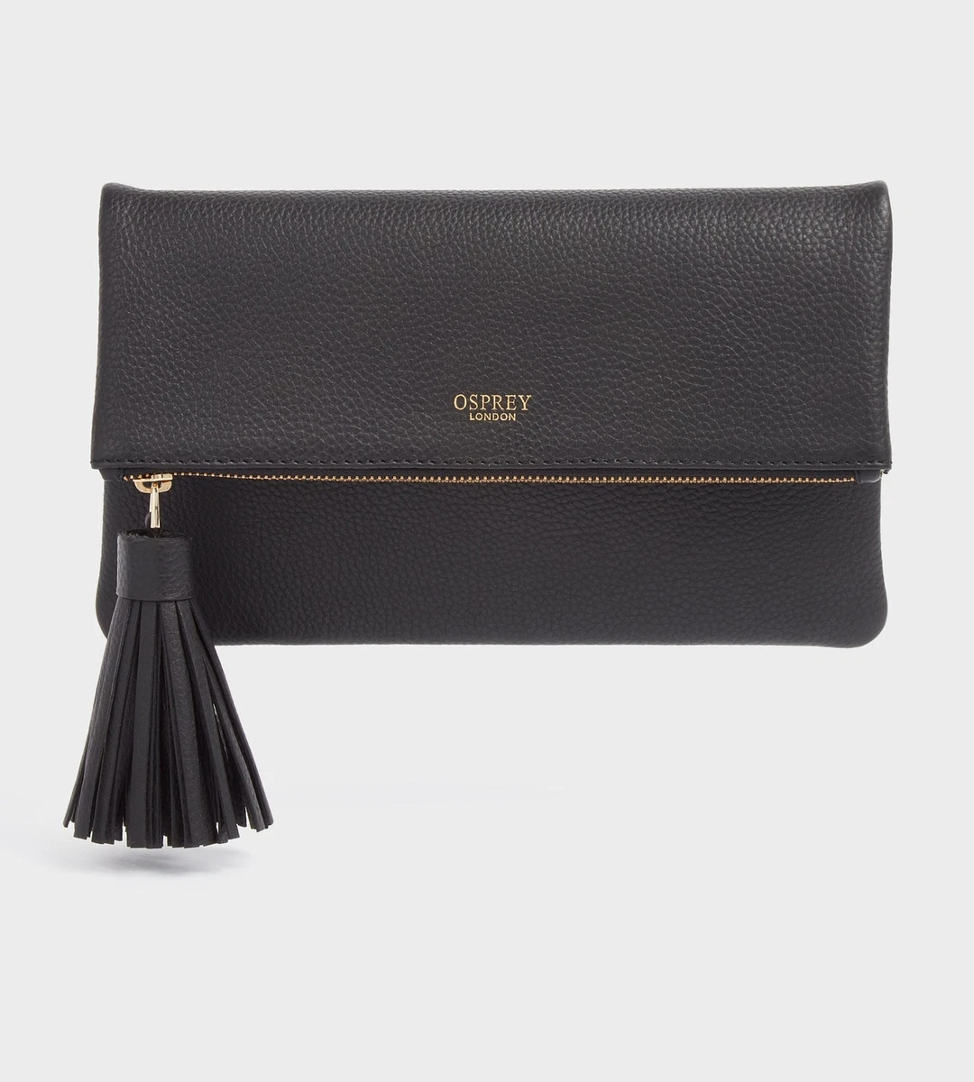 OSPREY LONDON The Bexley Leather Clutch Black Leather Clutch