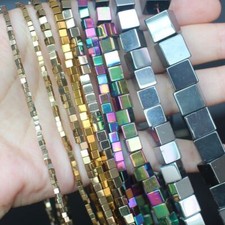 Natural Hematite Smooth Bead Square Loose Beads DIY Jewelry Accessories 2-10mm