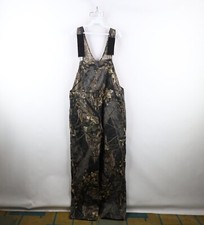 Vtg 90s Mossy Oak Camouflage Mens Large Wide Leg Denim Jean Overalls Bibs USA