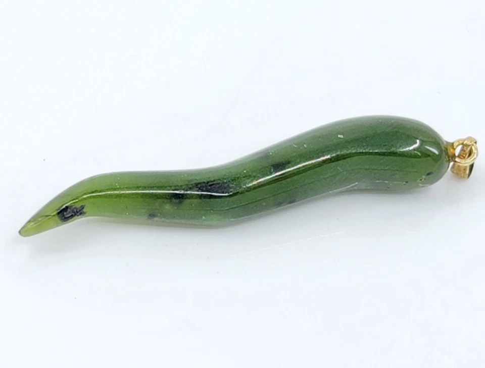 PINGENTE AMULETO CHIFRE ITALIANO VINTAGE 12K G.F JADE CORNICELLO/CORNO PORTAFORTUNA - Imagem 2 de 4