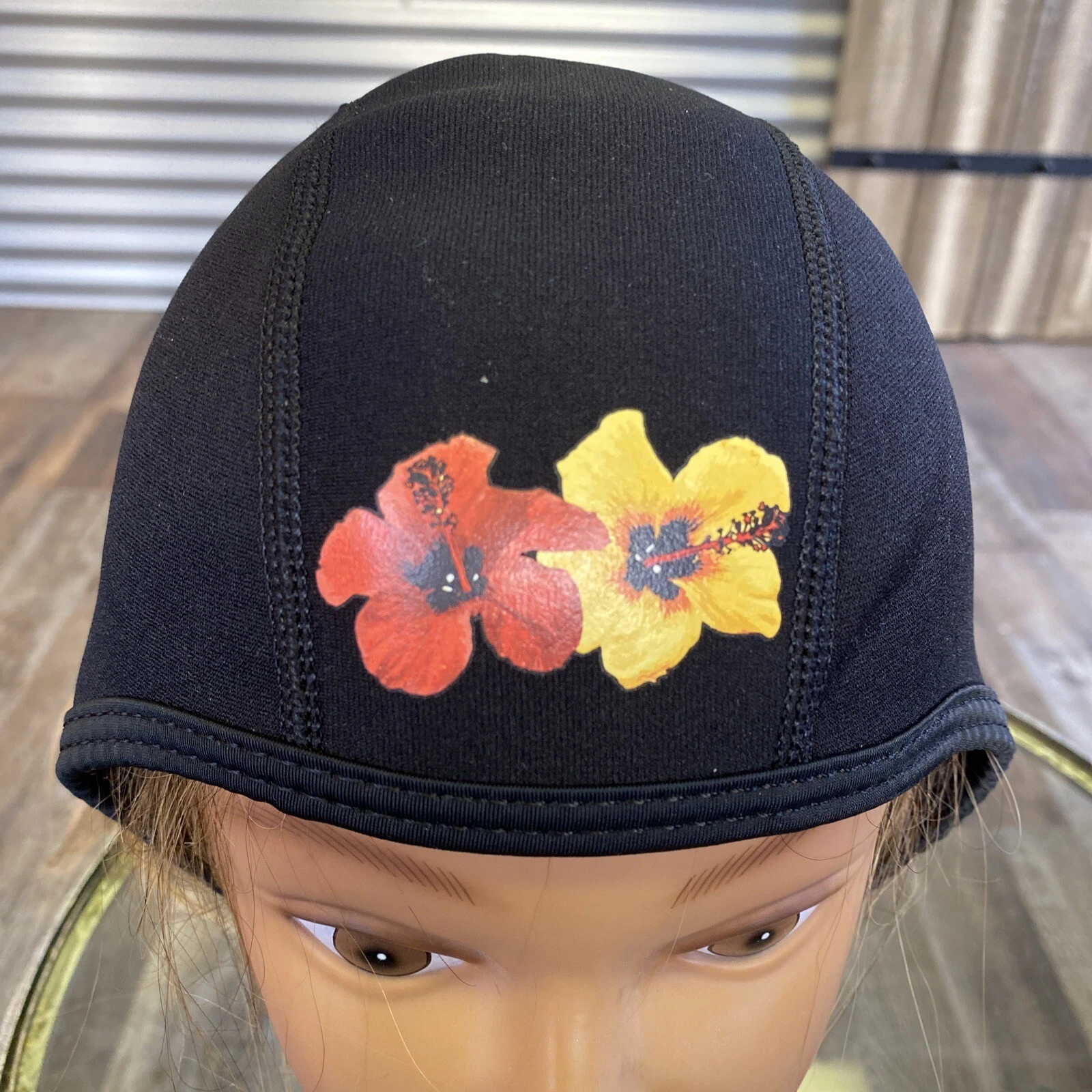 Squid Wear Lid Wetsuit Neoprene Hat Cap Adult Size S/M hibiscus Flowers Hawaii