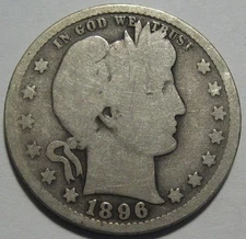 = 1896-O G+ BARBER Quarter, LOWER Mintage, BETTER Date, FREE Shipping