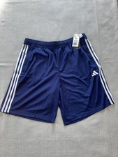 Adidas Men's Essentials Pique 3-Stripes Training Shorts - Blue / White Mult Size