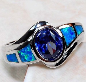 Australian Opal Inlay 925 Solid Sterling Silver Ring Sz 6 GA4-2