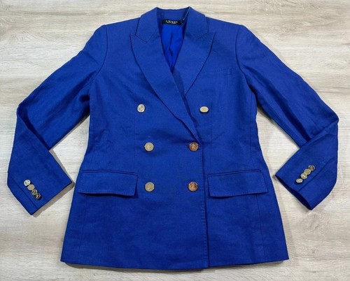 Polo Ralph Lauren Womens Jacket Royal Blue 4 Blazer LRL Gold Logo Buttons $295 - Picture 1 of 9