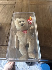 Ty Beanie Baby 1999 Signature Bear W/display Case NWT Protector
