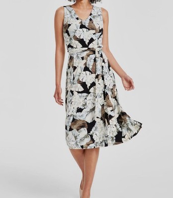 Kasper Women's Sleeveless Leaf Print Dress, 16