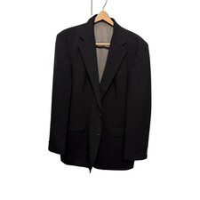 Oscar de la Renta Men's Black 100 Wool Blazer Sport Coat Size 46L Small Hole