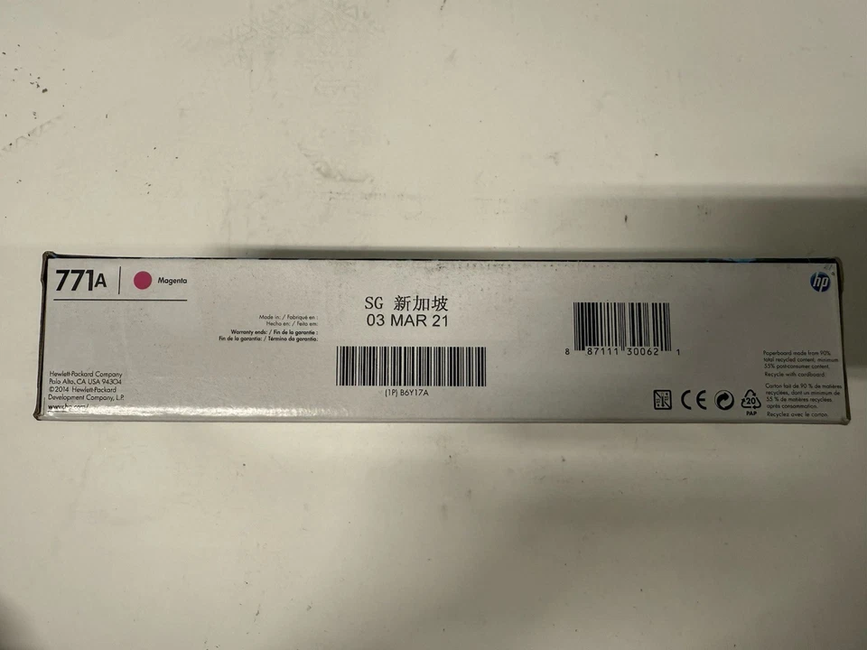 Cartucho HP 771A Magenta 775ml B6Y17A DESIGNJET Z6200 SELLADO DE FÁBRICA -2021 Foto 2 de 2