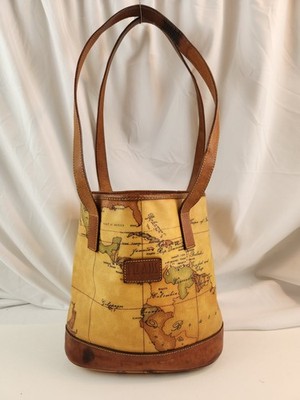Authentic Prima Classe Alviero Martini Shoulder Bag Hand Map 