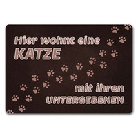 Hier Wohnt Eine Katze Mit Ihren Untergebenen FußMatte In 35X50 Cm Ohne Rand Mit