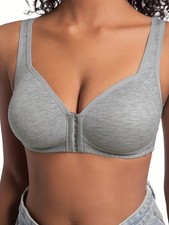 Women's Wire-Free Front Closure Full Coverage Bra Comfortable Everyday Support