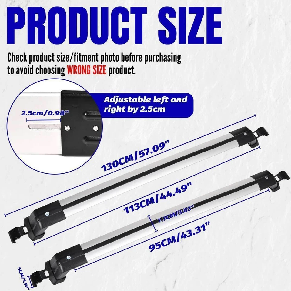For Lexus IS 250 300 350 Car Top Roof Rack Cross Bar 41.3" Luggage Carrier US - Image 4 of 4