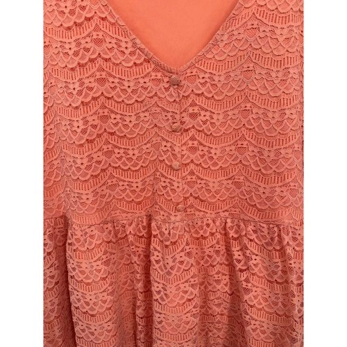 Torrid Coral Orange Lace Peplum Top Size 4 Sleeveless V-Neck Babydoll Boho image 3