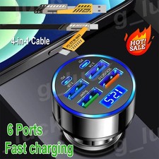 Car Charger USB C 6 Ports PD and QC3.0 for Samsung Galaxy Z Fold Flip 7 6 5 4 3