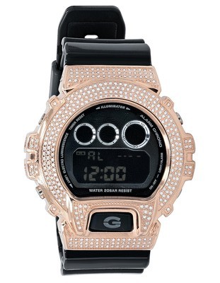 G-Shock Black DW 6900 Rose Gold Plated Real Diamond Watch 2 CT | eBay