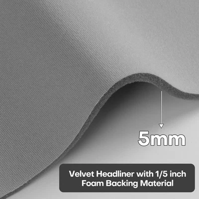 Velvet Headliner Fabric with 5mm Foam Backing Auto Headliner DIY Material 59" W