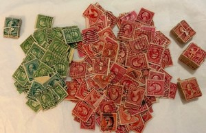 1.3 oz. Vintage 1 & 2¢ Stamps + 4 Bundles 