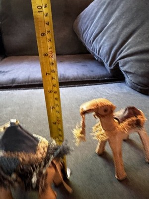 Vtg Arabian Dromedary Camel Hand Stitched Stuffed Art Figure Lot of 2