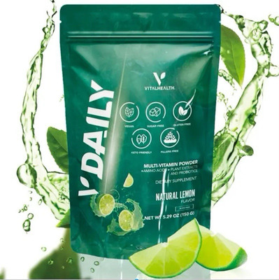 Vitalhealth V-DAILY Multivitamin Powder Vegan Sugar-Free Natural Lemon 5.3 oz