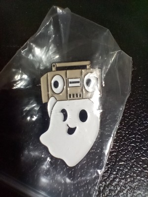 Ghost Enamel Pin Halloween Spooky Lapel Pin Enamel Holding Boombox Goth Punk Emo