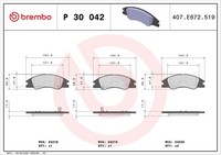 Brembo Bremsbelagsatz Scheibenbremse Prime P 30 042 FüR LD Cerato KIA 1 Crdi