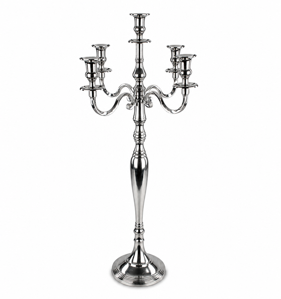 KerzenstäNder 5 Arm Kandelaber 75Cm Silber Metall Kerzenhalter Vintage-image